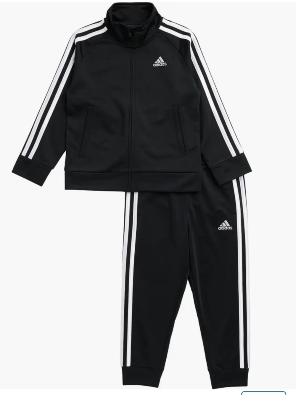 adidas Black Jogger Set with White 3-Stripe Detail. Size 6 months